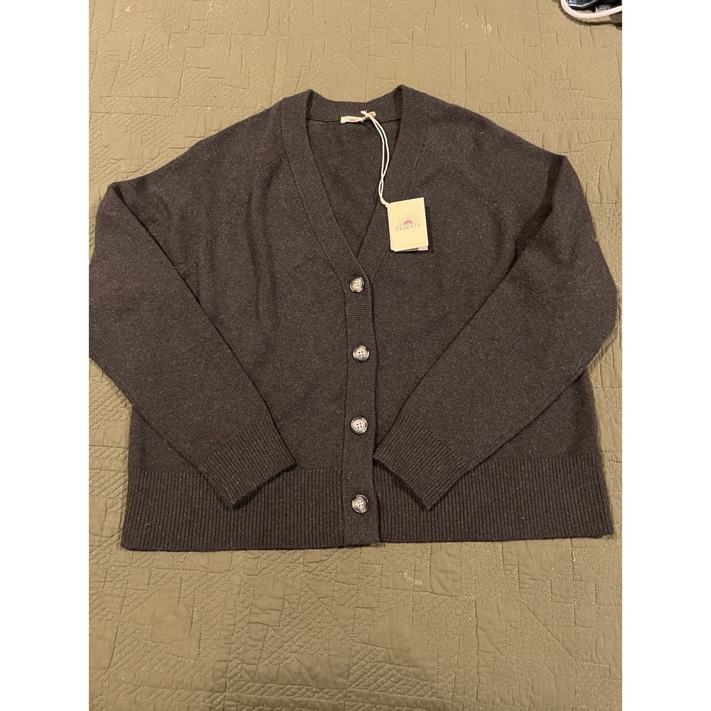 Faherty Women's Jackson Cardigan Medium NWT Msrp $178 Charcoal Color
